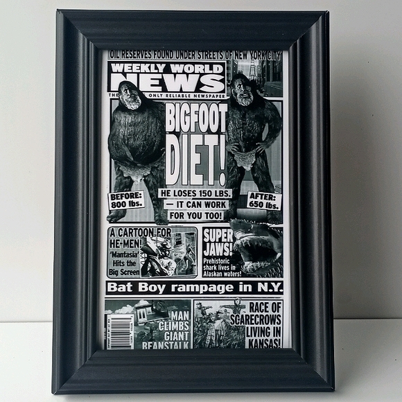 Vintage Bigfoot 90s Weekly World Paranormal Oddity Frame Photo Print Unusual - Picture 3 of 7